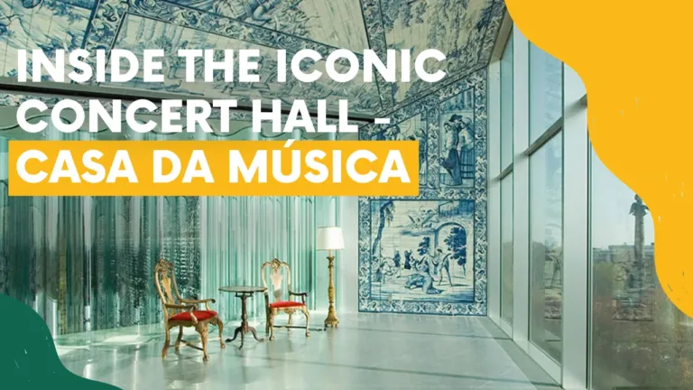 Video cover 'Inside the iconic concert hall – Casa da Música' with a glass-walled hall and chairs