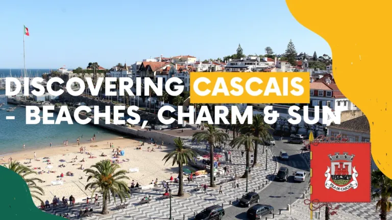 Video cover 'Discovering Cascais – beaches, charm & sun' with a sandy beach and palm trees