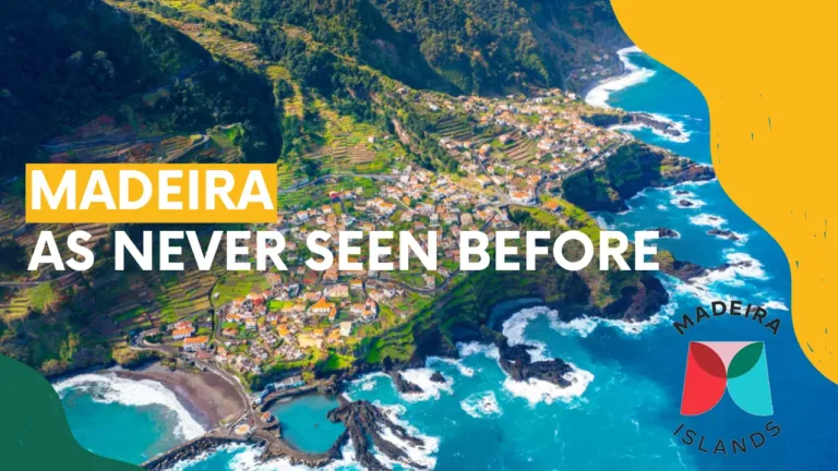 Video cover 'Madeira as never seen before' with an aerial view of a coastal village