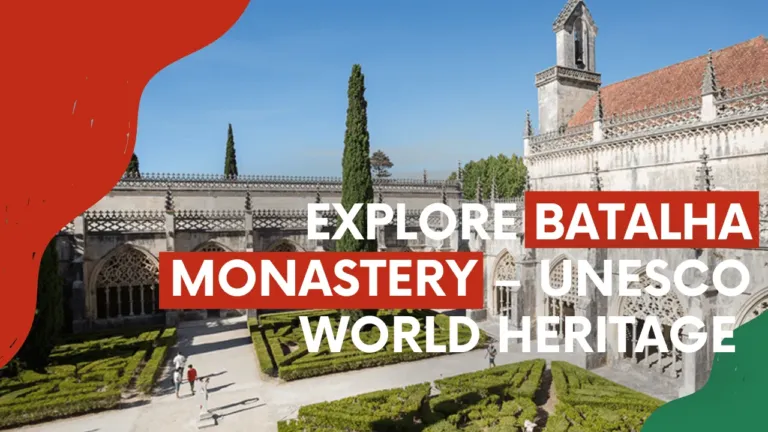 Video cover 'Explore Batalha Monastery – UNESCO World Heritage' showing the monastery and a cloister garden