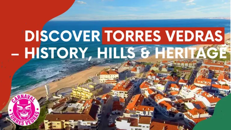 Video cover 'Discover Torres Vedras – history, hills & heritage' with an aerial view of the town and beach