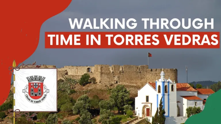 Video cover 'Walking through time in Torres Vedras' with the castle walls and a white church
